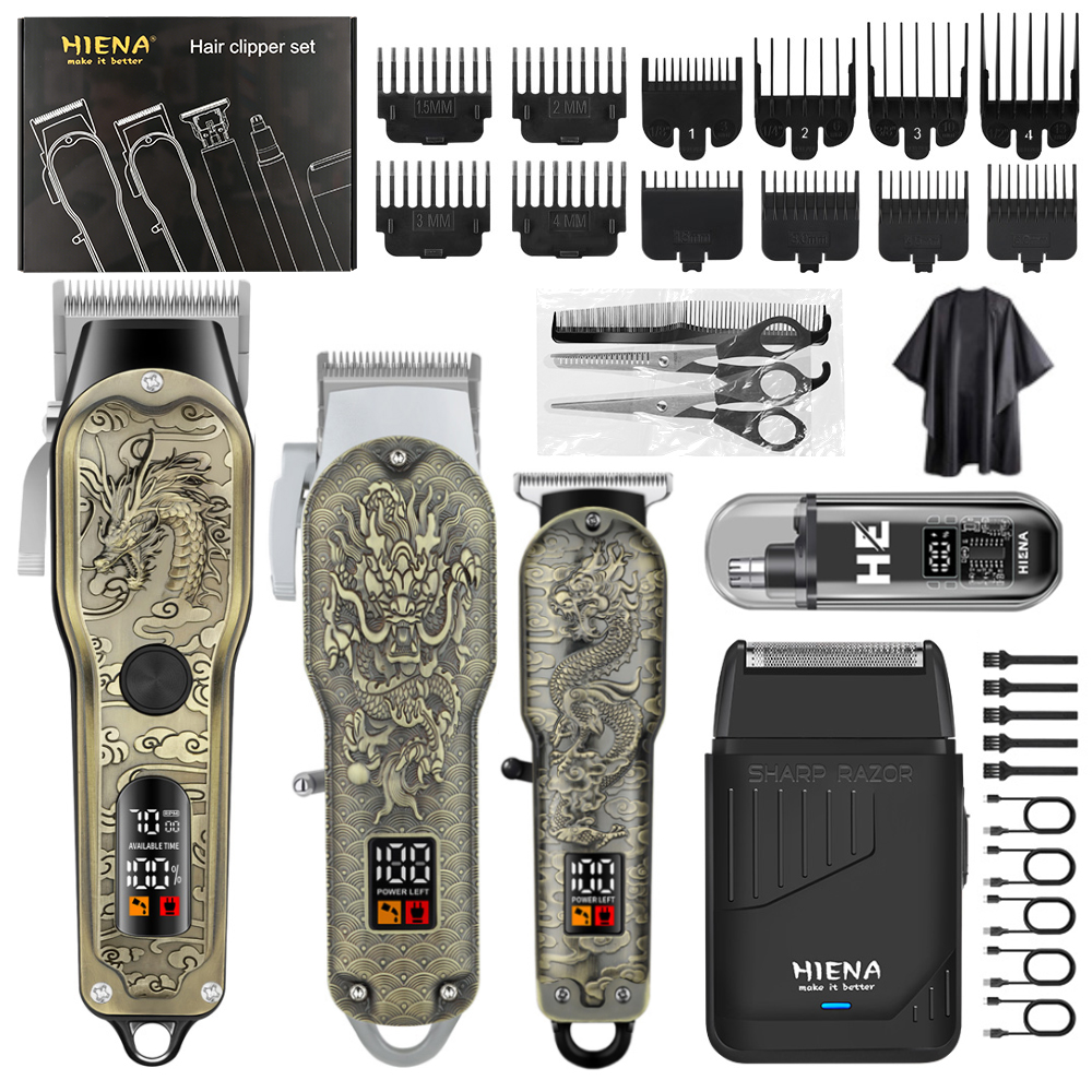 Men'S Grooming Electric Trimmer - HIENA 5 Peças: Máquina de Cortar