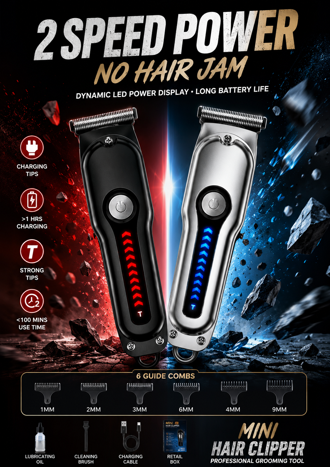 Men'S Grooming Electric Trimmer - Cortador de Cabelo Elétrico Mini T-Blade