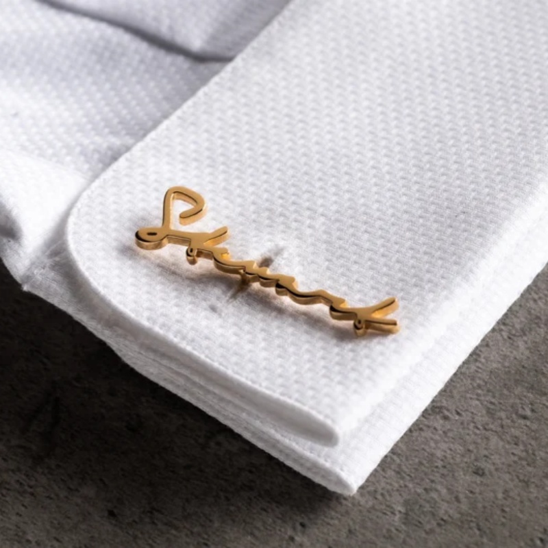 Men'S Grooming - Abotoaduras personalizadas com nome, banhadas a