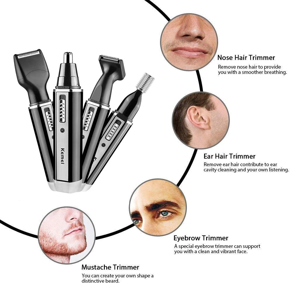 Kemei 4 em 1 aparador para hom - Men'S Grooming Electric Trimmer avaliação e preço