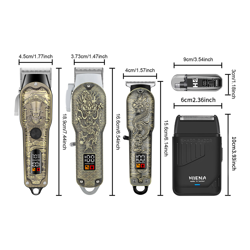 HIENA 5 Peças: Máquina de Cort - Men'S Grooming Electric Trimmer avaliação e preço