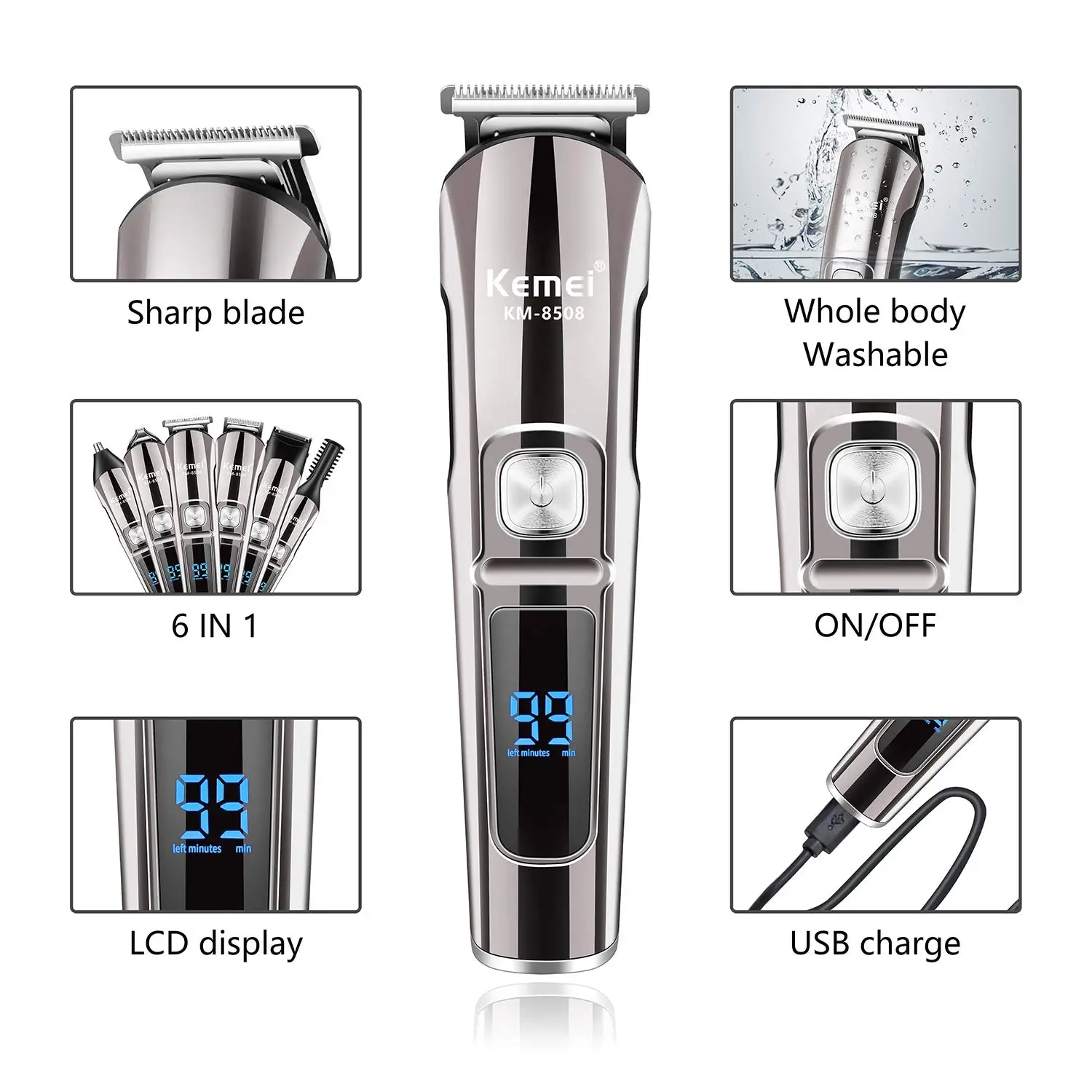 Aparador de Barba e Cabelo Mul - Men'S Grooming Electric Trimmer avaliação e preço